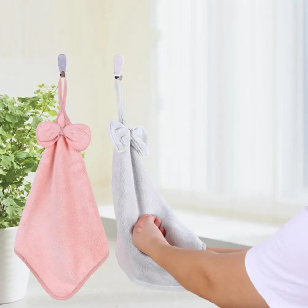 Toalla de mano con lazo, diseño de cordón, microfibra delicada, toalla de lavado, accesorios de baño