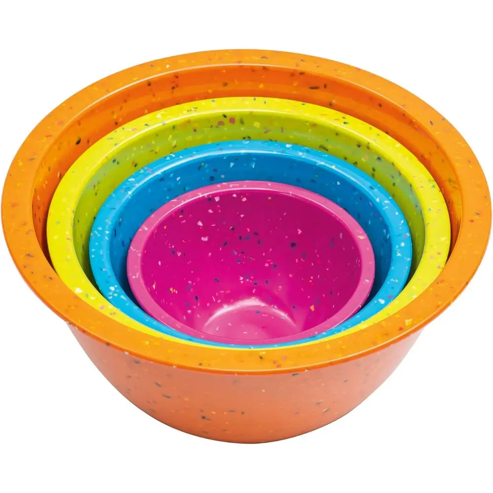 

Набор из 4 разноцветных мисок для смешивания - 18 унций, 1,25 л, 2,5 л, 4 л - без BPA, можно мыть в посудомоечной машине, компактный дизайн