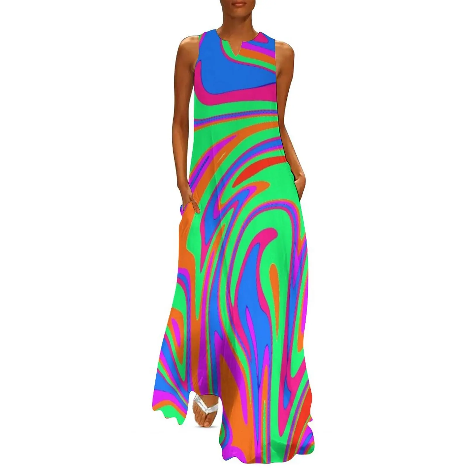 

neon pattern Long Dress luxury woman party dress luxury women's party dress evening prom