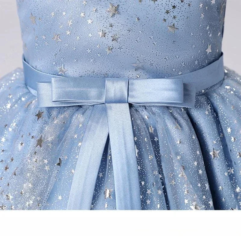 Baby Girls Party Christmas Gala Wedding Birthday Princess Dresses Kids Dress 5 8 To 10 11 Years Children\'s Blue Elegant Costumes