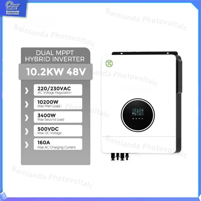 10.2kW Grid-Tied Solar Inverter 160A MPPT Charge Controller 48V Hybrid Inverter for Home Use Without Battery Pure Sine Wave