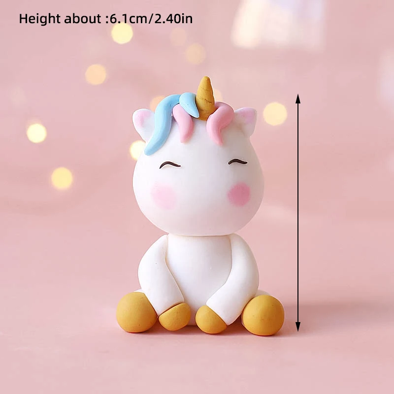 Unicorn Cake Topper Girl\'s Birthday Party Decorations Colorful Rainbow Kids One Year Party Supplies Baby Shower Decor Gir 16th