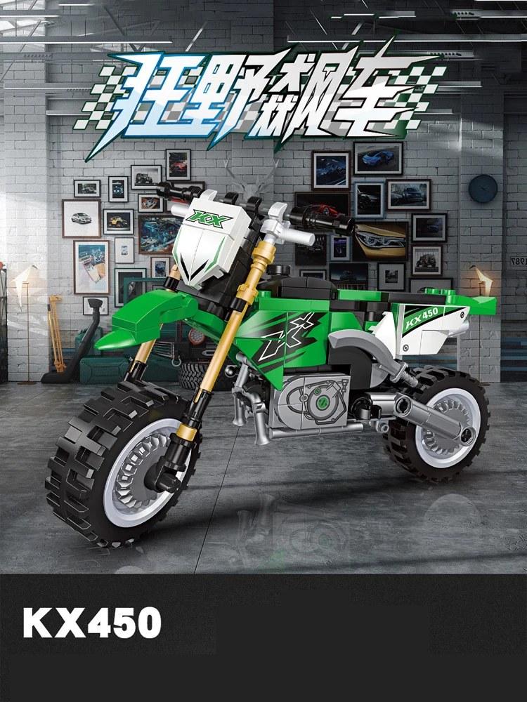 Speed Motorrad MOC Baustein Japan Motor KW Dirt Bike KX450 Modellbausatz Bausteine Konstruktionsspielzeug Motorrad für Geschenke – Detail 1