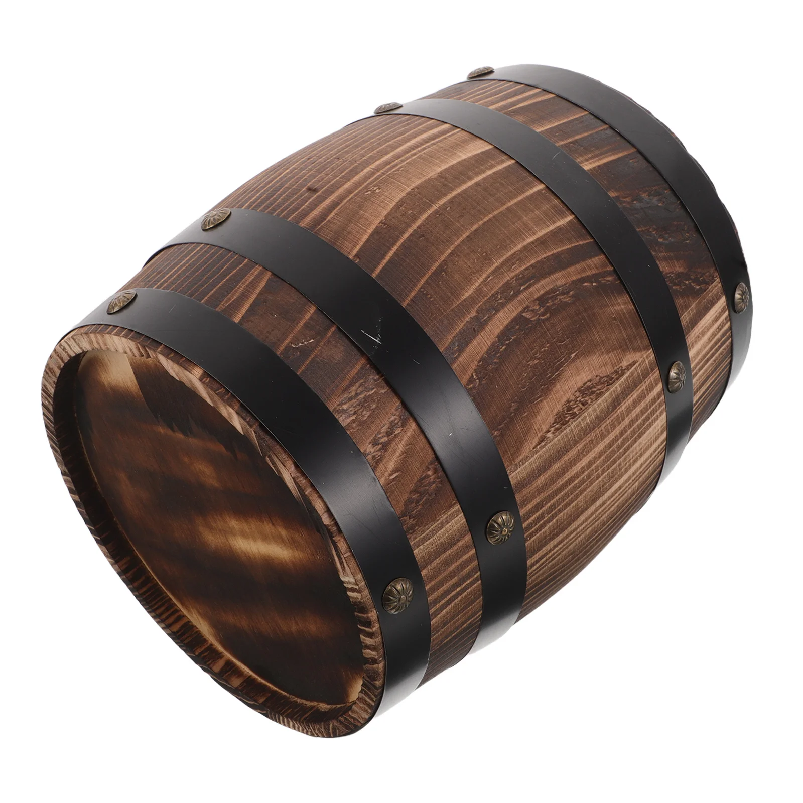 

Handcrafted Oak Wood Bank Vintage Style Barrel Shape Coin Holder for Room Study Living Space Unique Saving Box Gift