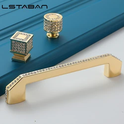 Modern Crystal Glass Knobs Cabinet Handles Gold Crystal Cupboard Pulls Drawer Knobs Kitchen Furniture Handle Hardware