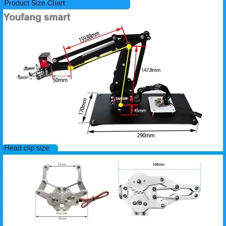 ذراع روبوت مع مخلب مناور معدني ، قاعدة دوارة مؤازرة لاردوينو ، مجموعة تصنعها بنفسك ، UNO ، ESP32 ، STM32 ، ذراع روبوت قابل للبرمجة ، 4 DOF