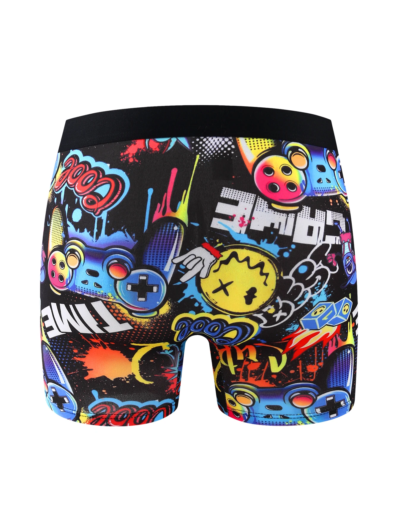 3-Pack Streetwear Cool Graffiti Print Men's Boxer Shorts Elastic Wide Waistband Comfortable Mid-Rise Fit for Daily Wear