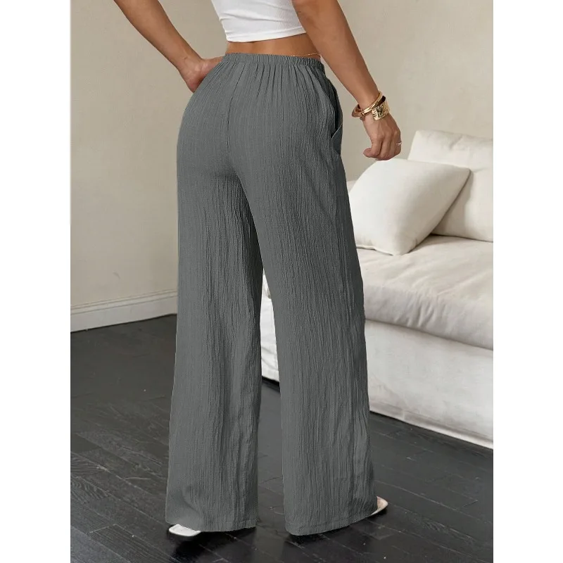 1 pièces été femmes décontracté couleur unie pantalon à jambes larges pantalon de salon ample pantalon de maison confortable portable à l'extérieur