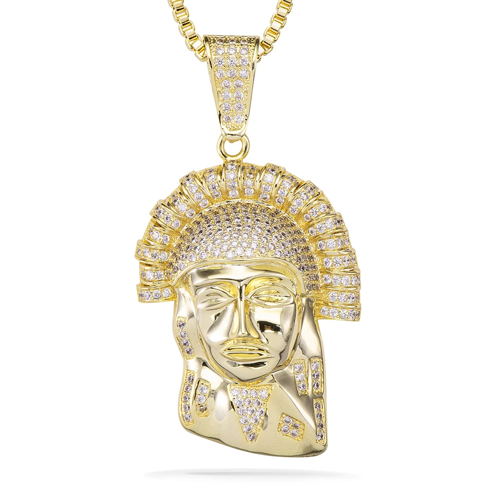 

VANANXIN Iced Out Egypt Charm Necklace Pharaoh Men Pendants Zircon Hip Hop Style Women Jewelry