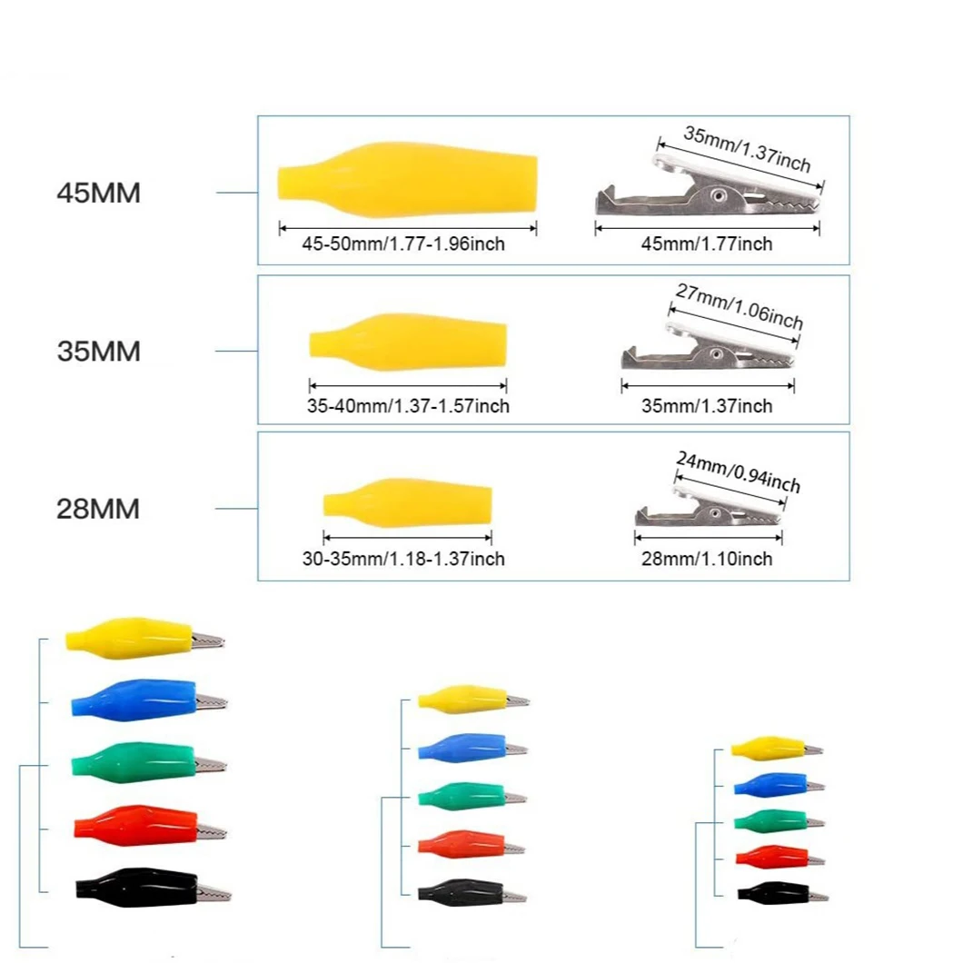 ABILKEEN 28/35/45mm Copper Alligator Clip 3A-5A Mini Power Test Clip Alligator Clip Connector