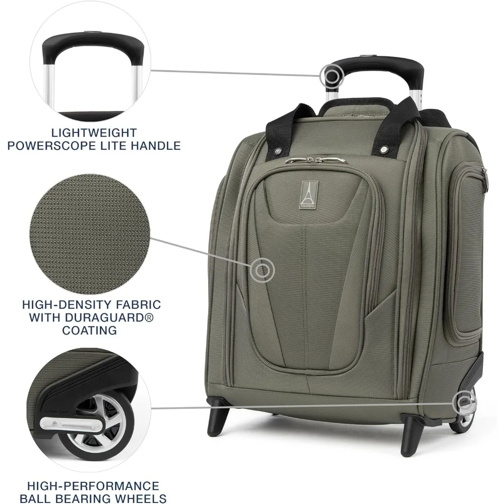 Bolsa de mano compacta y liviana con ruedas, unisex, softside, 2 ruedas, gris pizarra, ideal para viajes y uso en avión