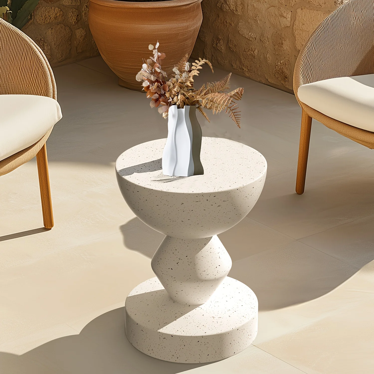 

Бетонный уличный приставной столик | Круглый журнальный столик в форме песочных часов, подставка для растений, современная прикроватная тумбочка