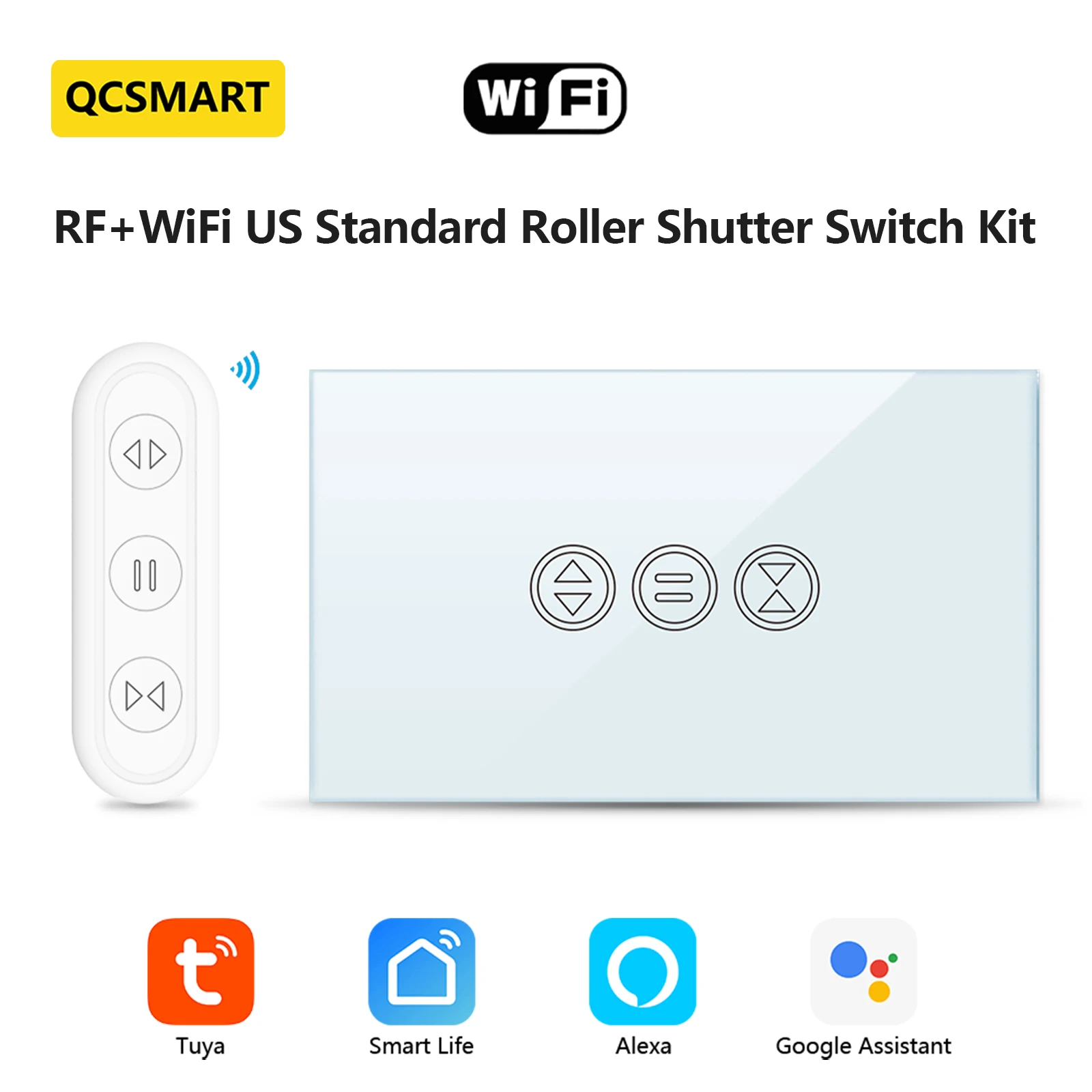 

Tuya Smart Life US Blinds Curtain Switch Breaker RF Remote Tubular Motors Running Time Setting Control Google Assistant Alexa