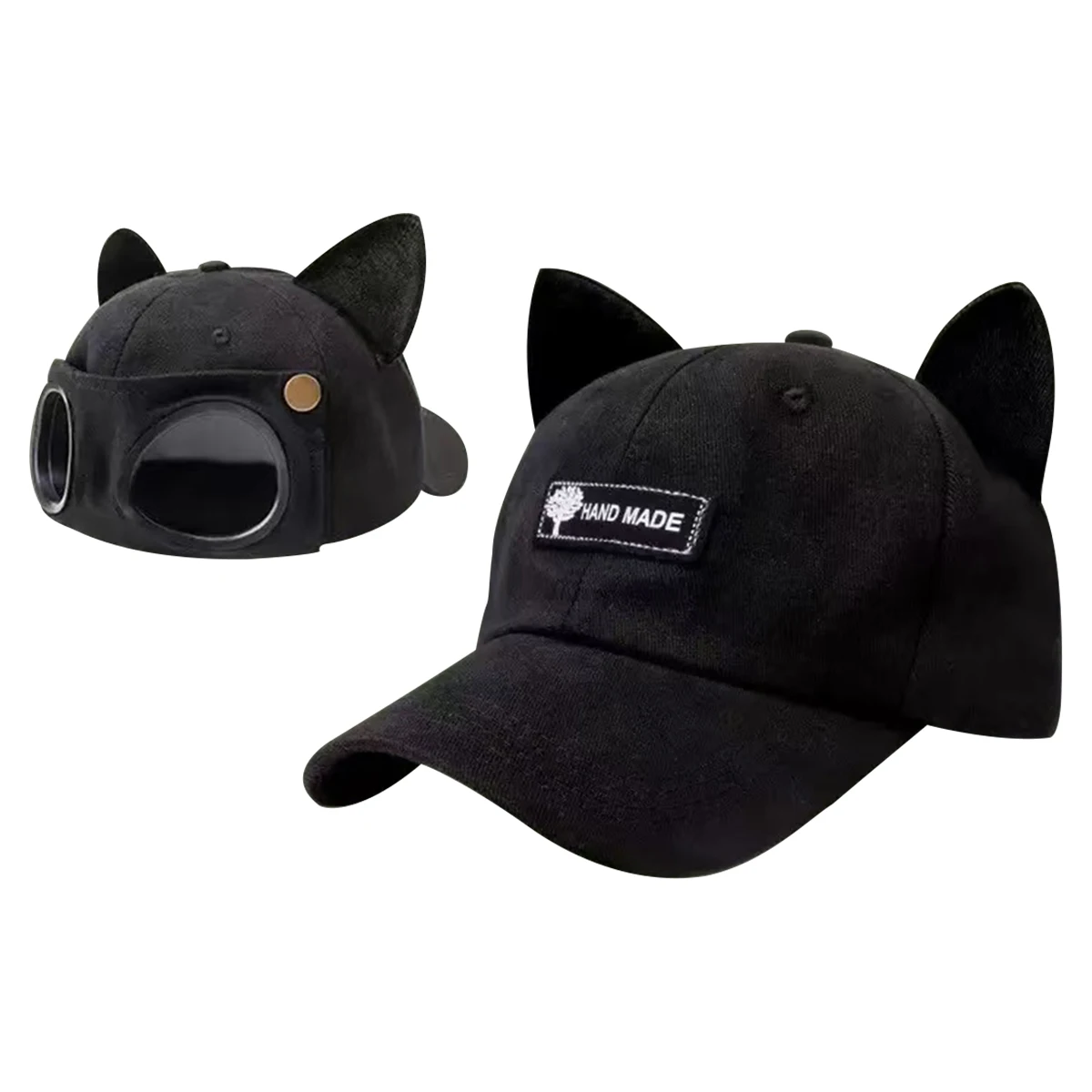 Unisex Personality Cat Ear Goggles Baseball Caps Spring Autumn Outdoor Casual Hats Sunscreen Hat Sports Cap