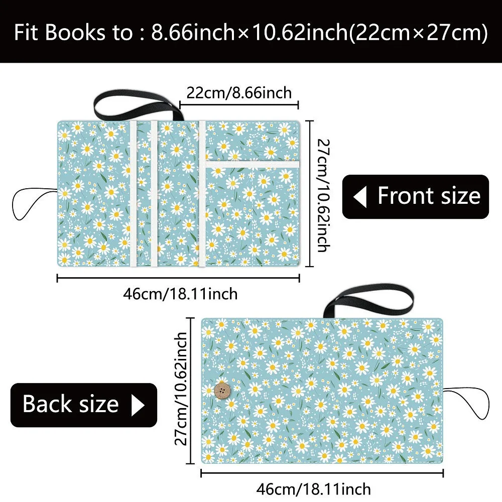 Polyester Multilayer Book Cover Notebook Wraps Rectangle Flower 465x280mm