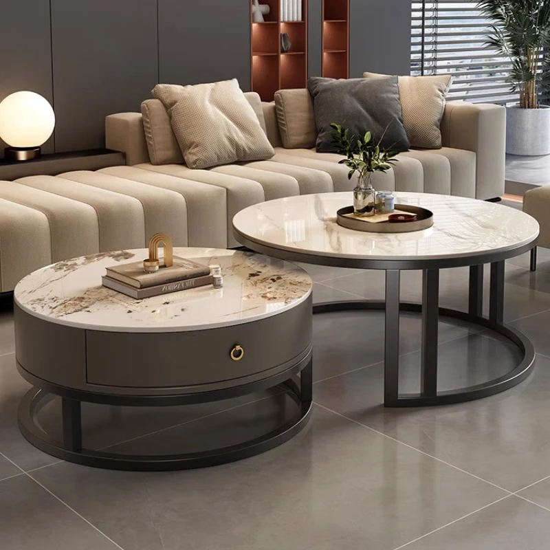 

Rock Slab Center Coffee Tables Light Luxury Modern Simple Round Living Room Minimalist Rock Slabs Coffee Table Furniture Center
