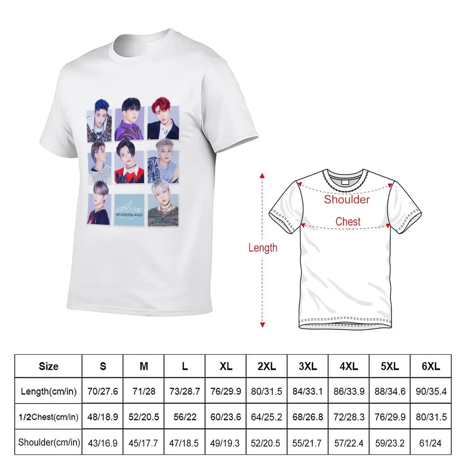 Ateez T-Shirt korean fashion Short sleeve tee summer top plain white t shirts men