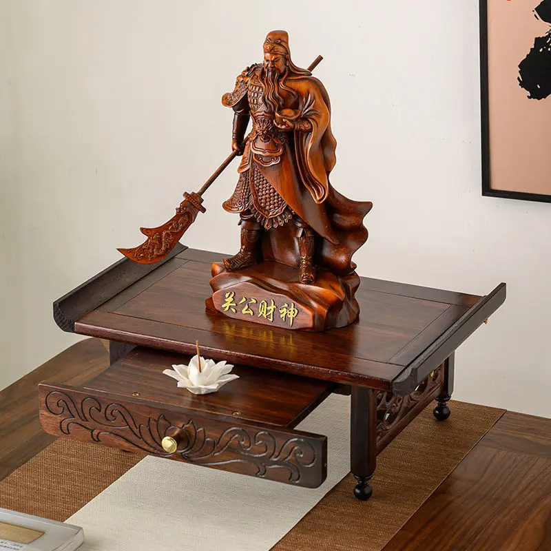 DSA offering table, Guanyin Bodhisattva Buddha statue base is raised, and the platform is dedicated to Gongwen God of Wealth