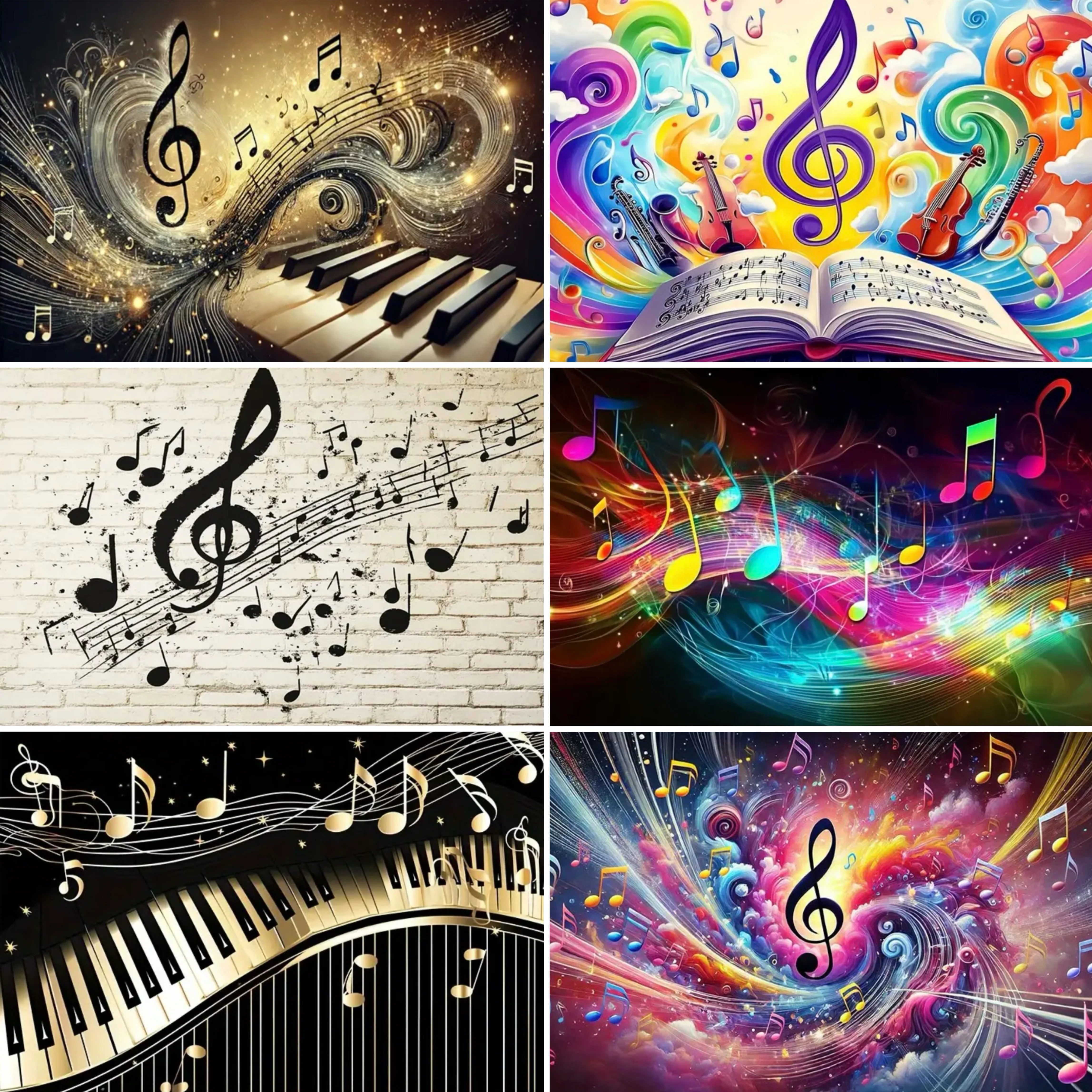 

Music Note Theme Birthday Party Backdrop Gorgeous Melody Notes Piano Poster Art Decor Prop Backdrop Gift