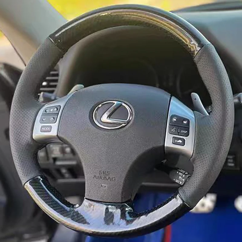 Car Steering Wheel Cover for Lexus IS IS250 IS300 ES250 Diy Hand-sewn Sewing Genuine Leather Braid Cover Black