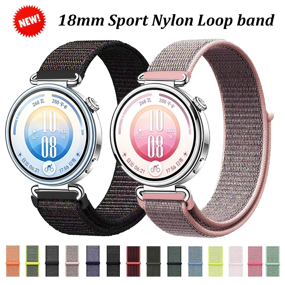 18mm Sport Nylon Loop Strap for Huawei Watch 5 GT7-6-5-4 Pro 41mm 42mm Breathable Bracelet Wristband for Garmin Venu 4 41mm Belt