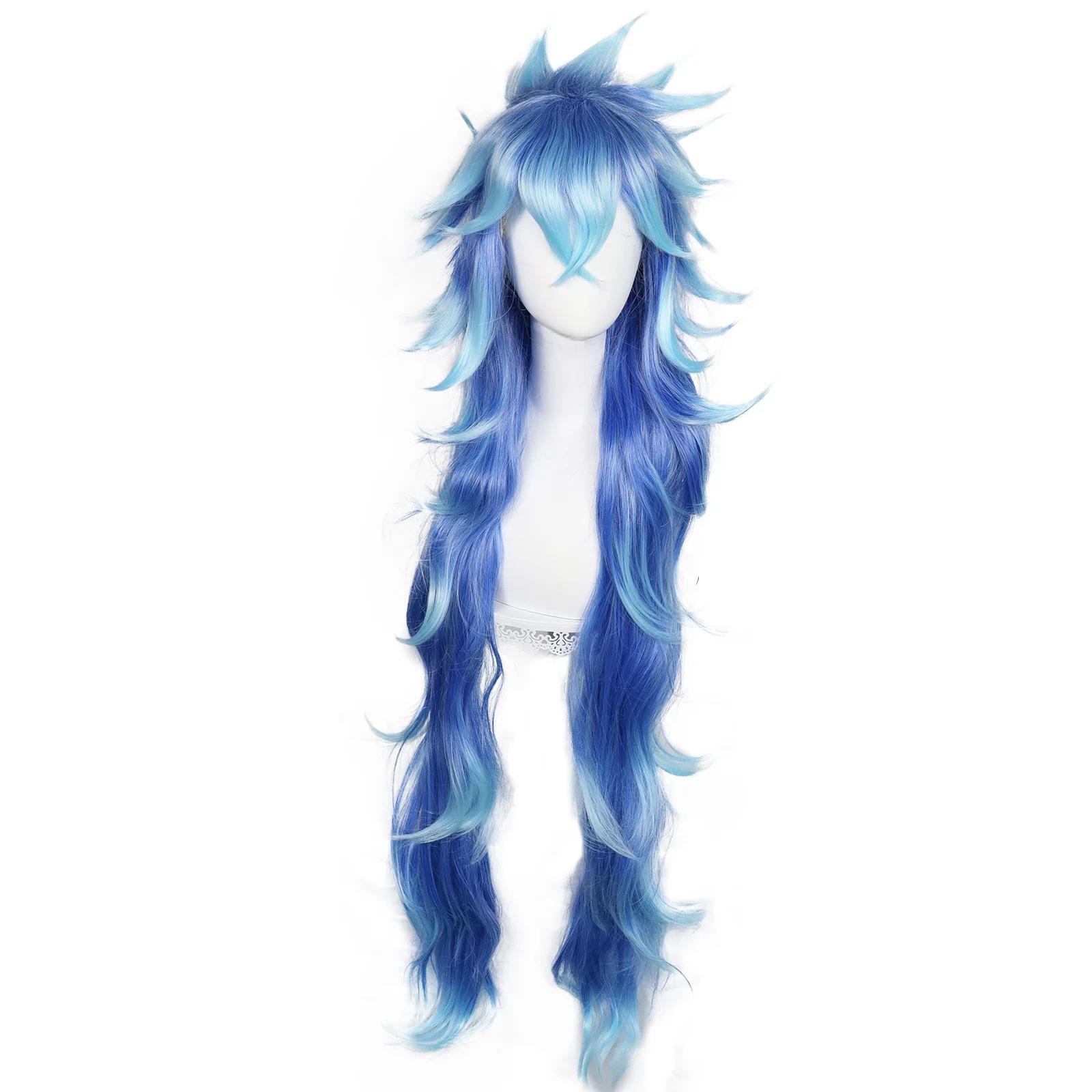

Long Wavy blue Synthetic Cosplay Wig for Cosplay, For Party Carnival,Holidays Party Anime Wig