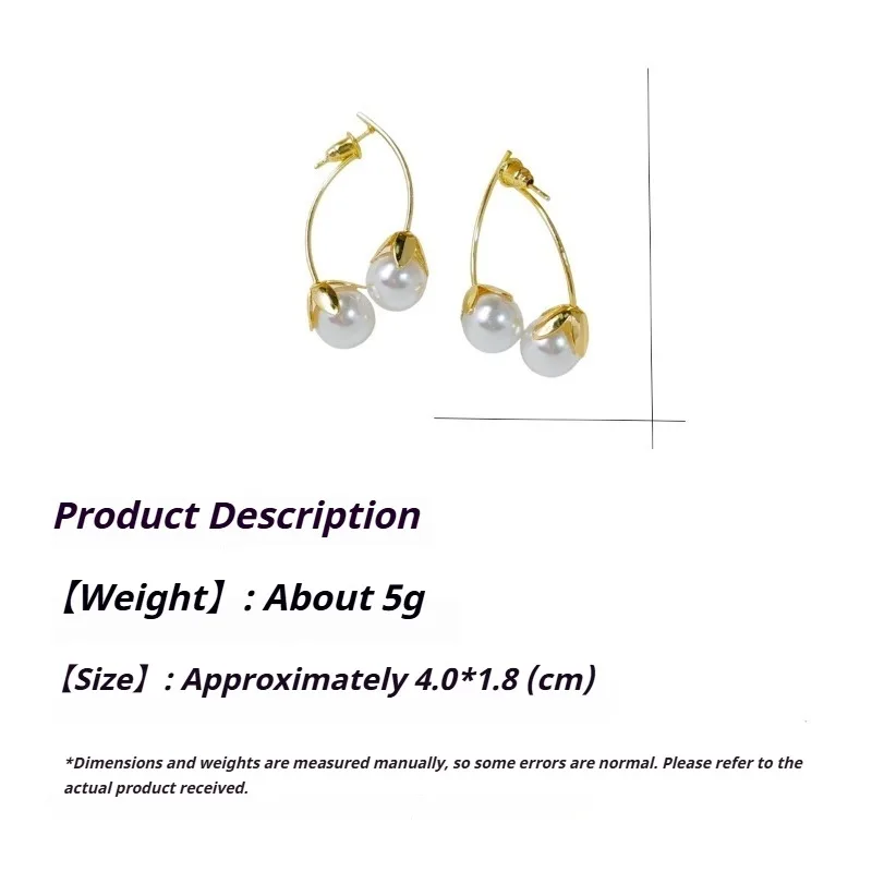 Imitation Pearl Dangle Earrings for Women Flower Earrings Front Back with Double Stud