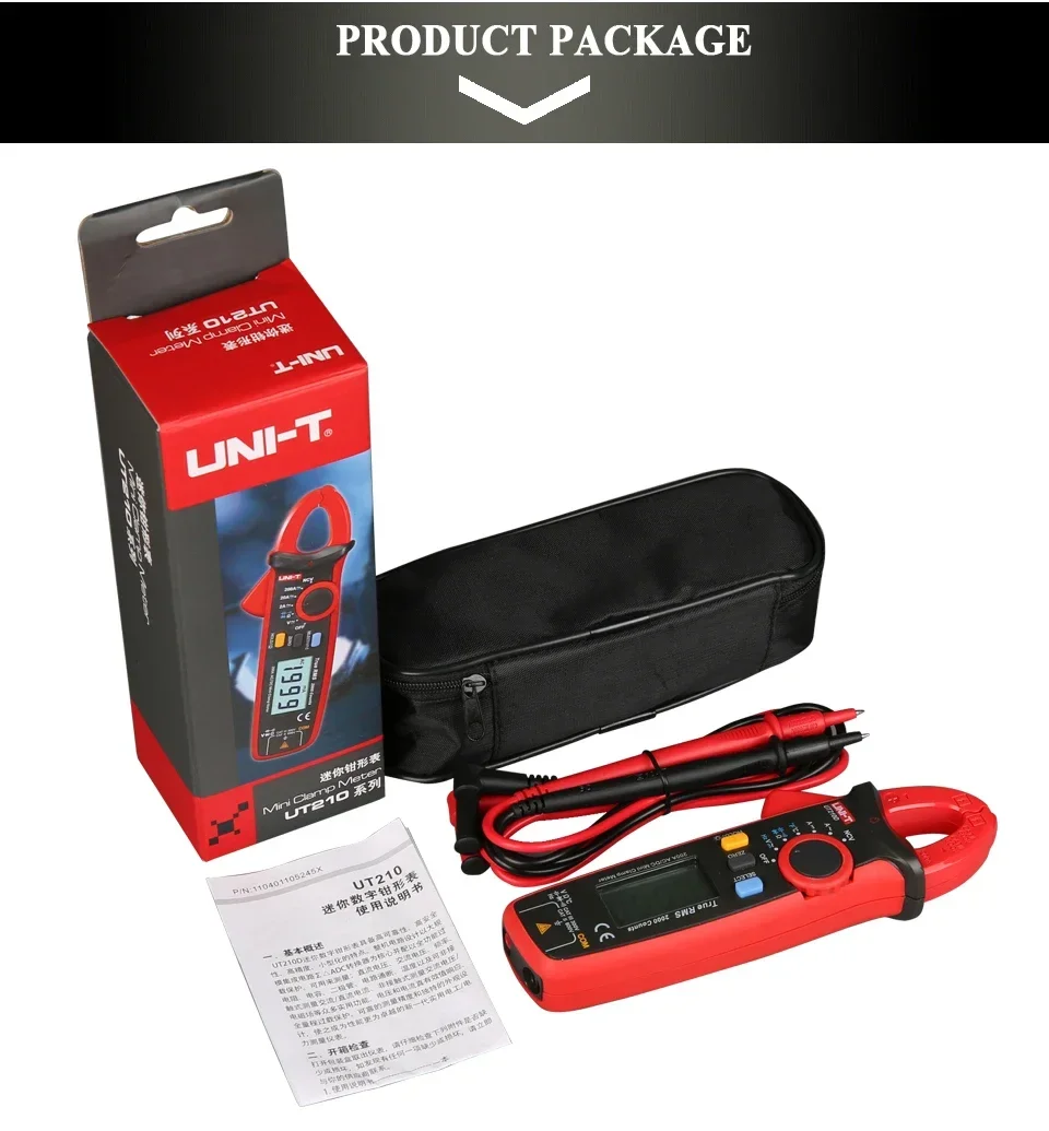 UNI-T UT210E UT210D Digital AC DC Current Clamp Meter True RMS Pliers Ammeter Voltage Tester Frequency Meter alicate amperímetro