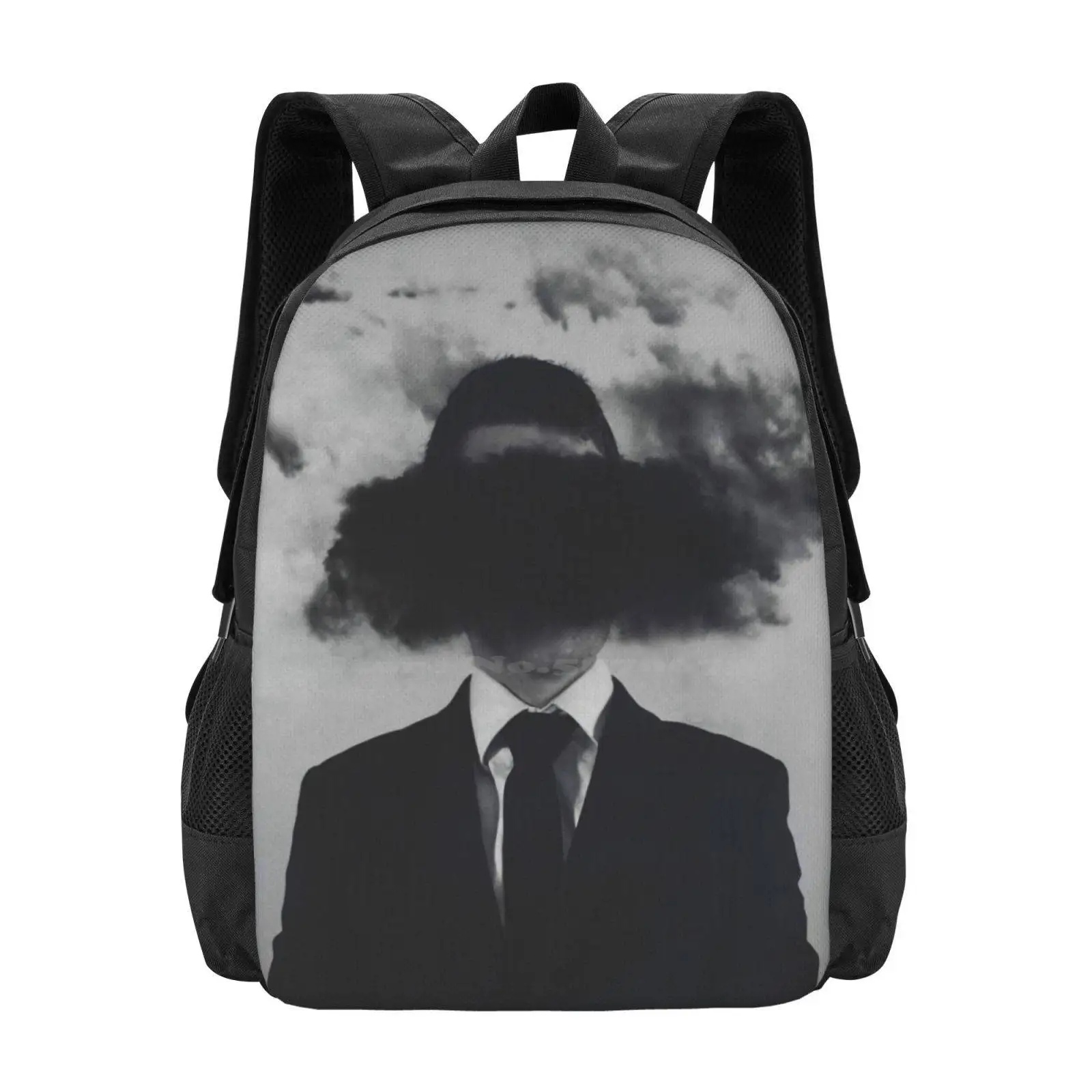 Shroud School Bags Travel Laptop Backpack Shroud Clouds Smoke Cloudy Dark Stormy Portrait Male Human Figure Suit Formal