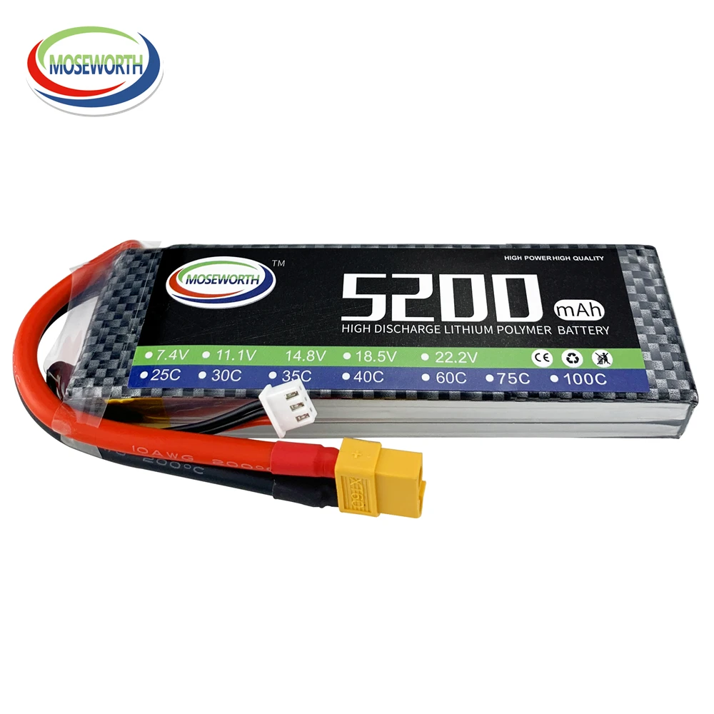 Moseworth 7,4 V 1300 mah 2200 mah 3300 mah 4200 5200 mah 6000 mAh 25C 30C 35C 40C 60C RC Flugzeug LiPo Batterie Für RC Drone Auto Boot