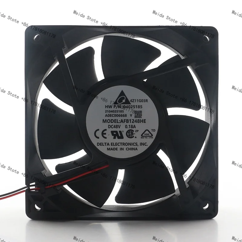

Двухпроводной вентилятор охлаждения Delta DC48V 0.18A, 12 см, для промышленных шкафов, 120x120x38 мм, компьютерный инверторный, осевой, AFB1248HE 12038