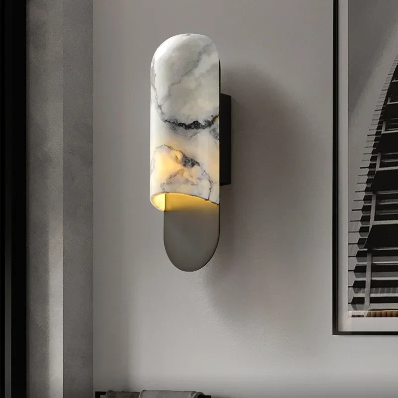 Applique Murale LED en Cuivre et Marbre de Luxe, Haut de Gamme, Rétro, Vintage, Décoration, Luminaire pour Chambre à Coucher, Salon, Couloir