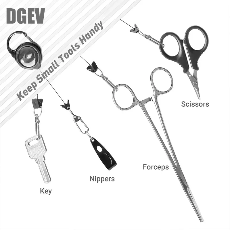 Retractable Heavy Duty Pull Reel Carabiner Strong Steel Wire Rope Buckle Spring Key Ring Outdoor Sporty attachment Keychain Tool