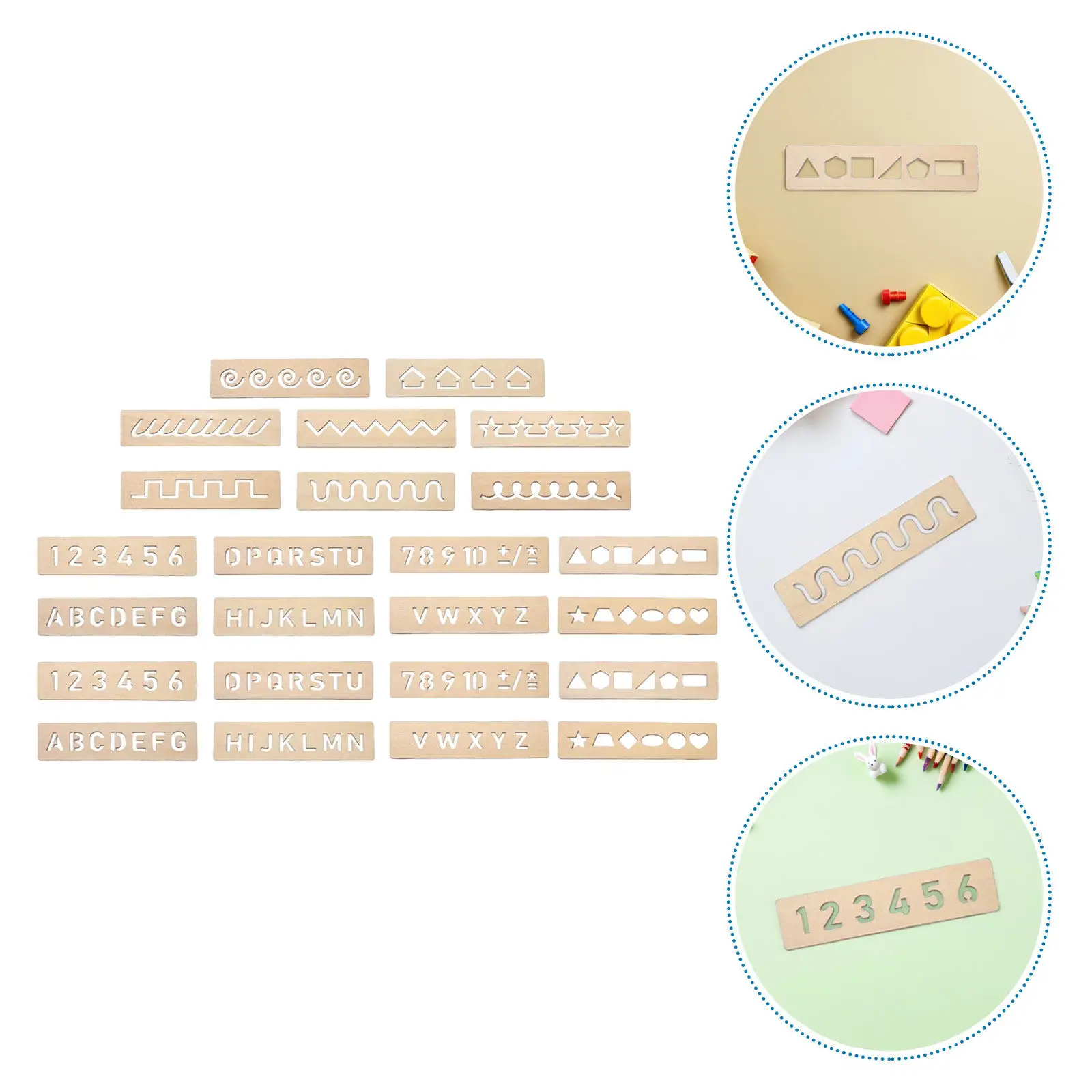 

Набор из 24 разноцветных деревянных шаблонов для обводки букв, цифр и геометрических фигур Монтессори для раннего развития и отработки навыков письма