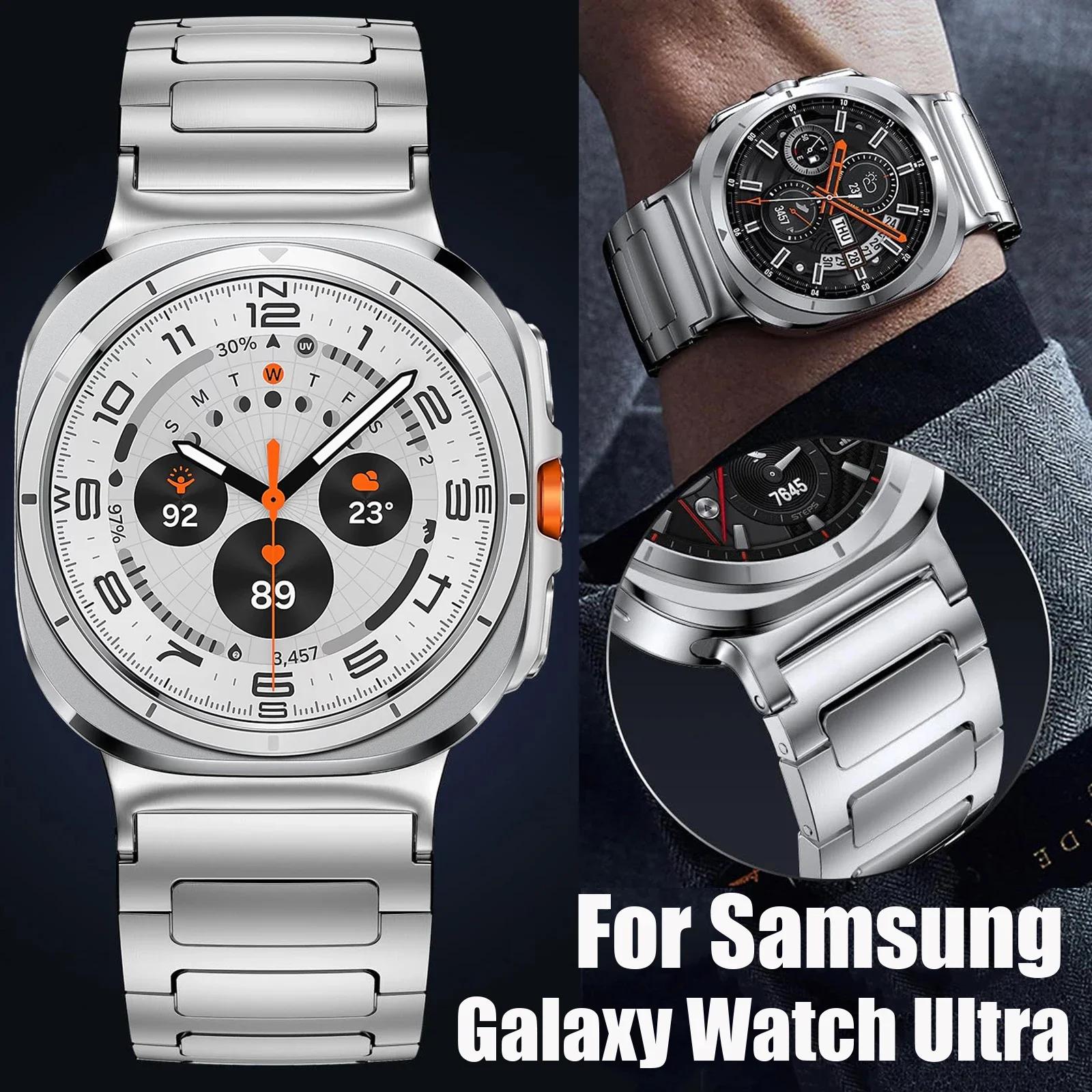 Stainless Steel Link Bracelet For Samsung Galaxy Watch Ultra 47mm No Gap Strap For Galaxy Watch Ultra 47mm Metal Strap Correa