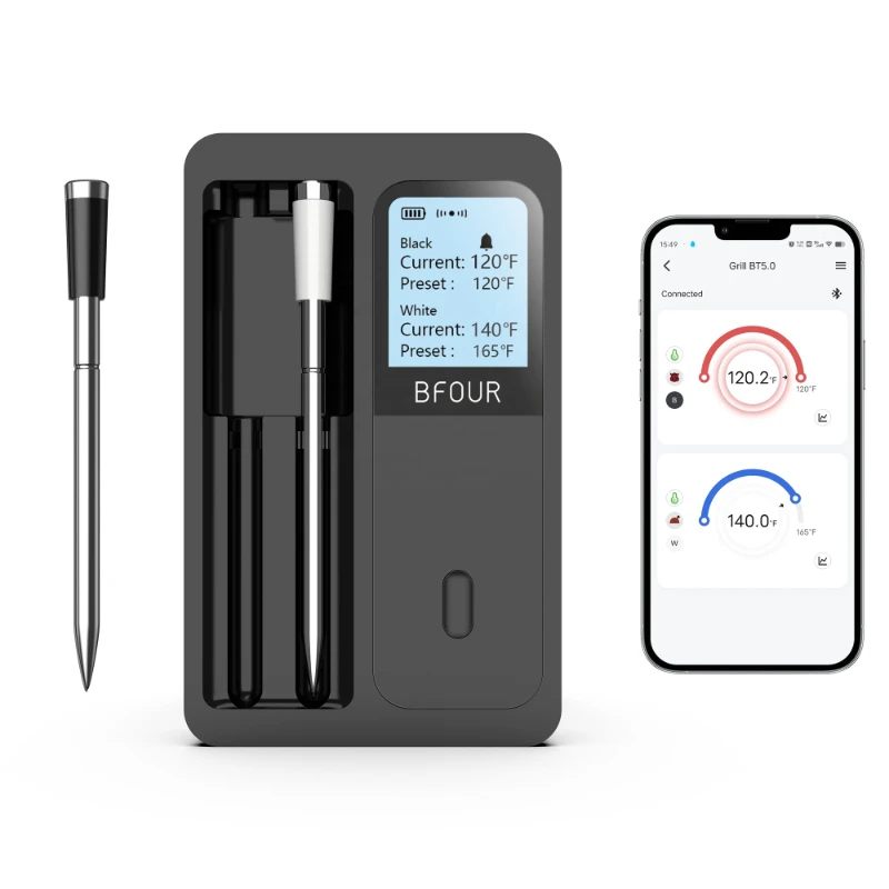 300FT Smart Bluetooth Digital Cooking  Wireless Meat Thermometer for BBQ Grill Oven with Bluetooth APP