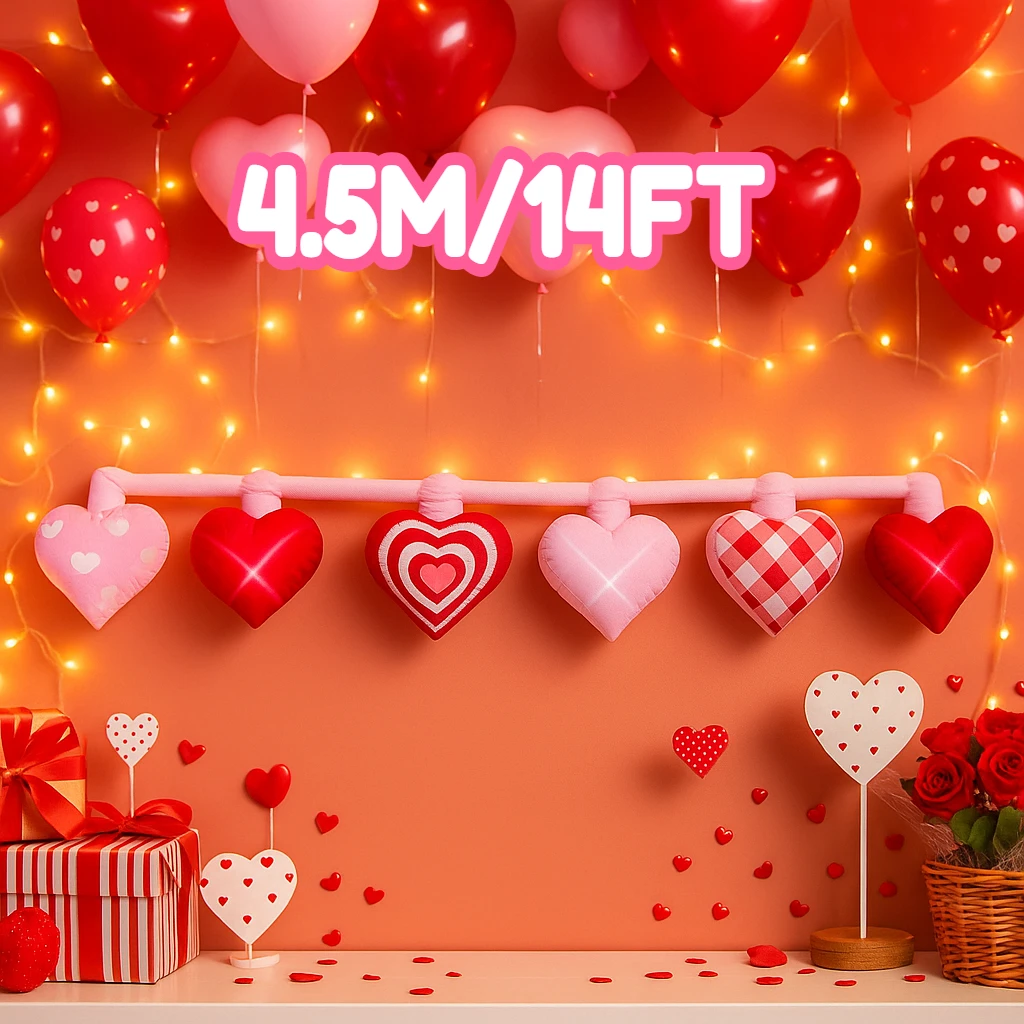 14FT/4.5M Valentine's Day Outdoor Inflatable Model DIY Decoration with Love Combination String Light LED Yard Holiday Ornament