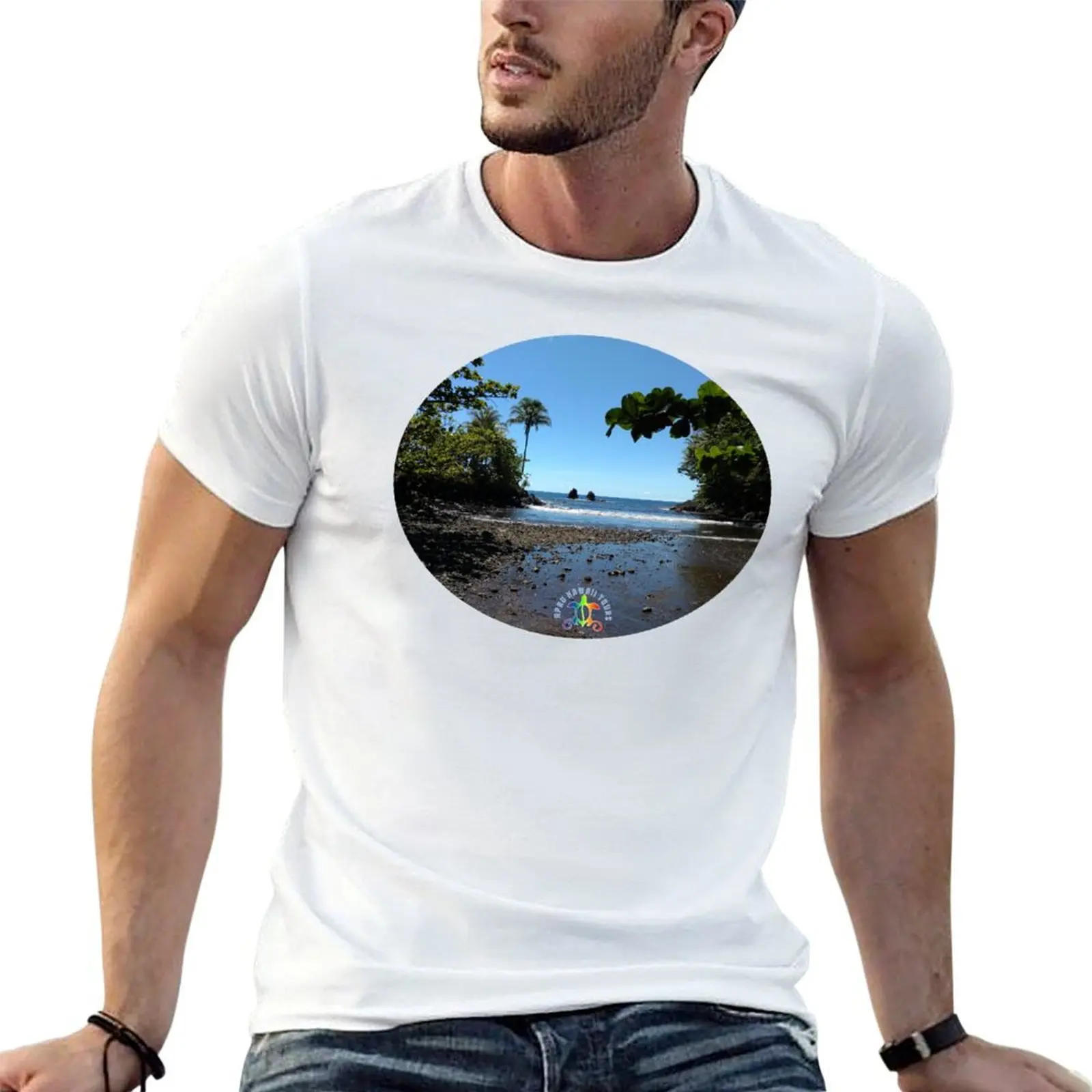 AHT - نهر في الجزء السفلي من حمار درب تي شيرت تي شيرت للرجل 100 بالمائة قطن تي شيرت للرجل سليم تي شيرت مجسم