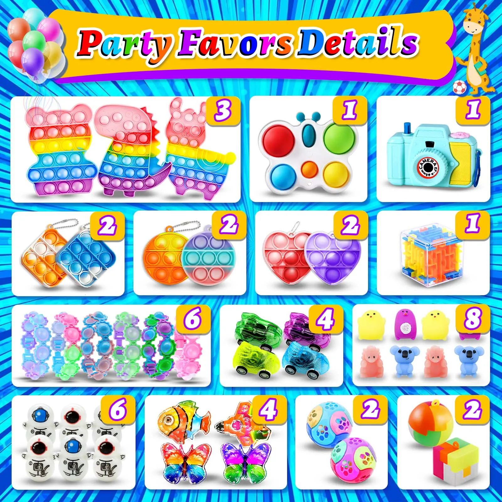 Fidgets Toys 324Pack for Kids And Adults - Party Favors Stress Relief Sensory Classroom Prizes Pinata Fillers Fun Gifts view 3