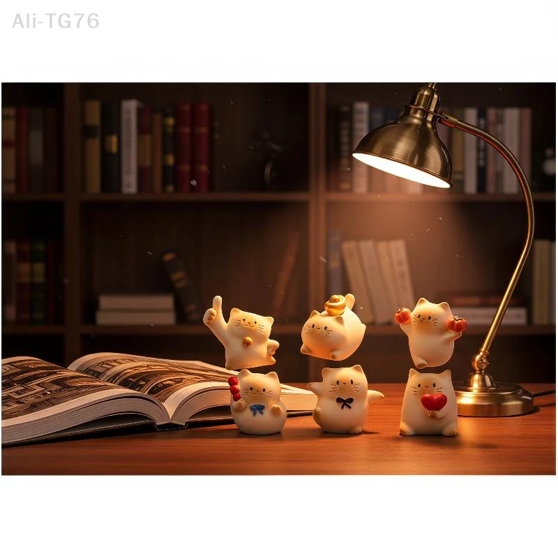 [P] Cartoon Chubby Cat Series Resin Figurines Holiday Home Decorations Model Toys Surprise Gifts Desktop Ornaments