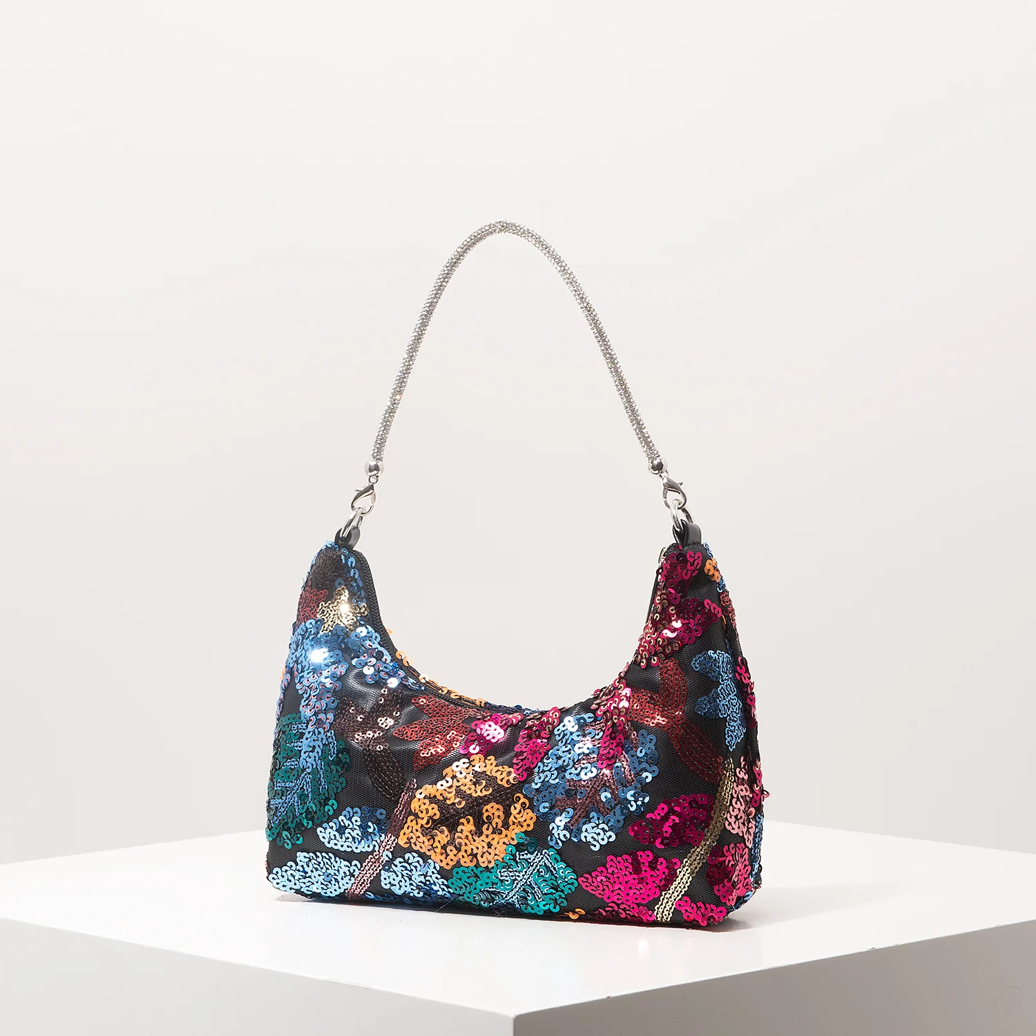 Schultertasche, Blumenmuster, Pailletten-Tasche, Stickerei, Gala-Abend, Party-Outfits, Abschlussball-Tasche, Hochzeitsartikel, Elegant, Valentinstag, Zufälliges Muster – Detail 24