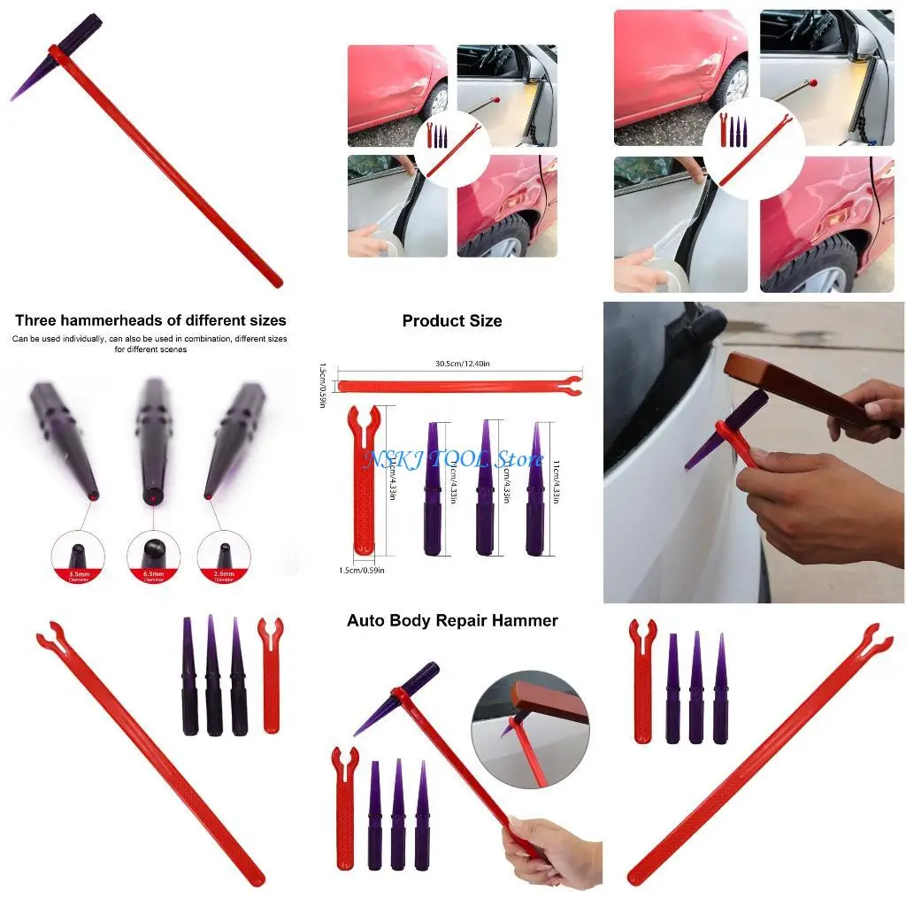 

L8RC Car Dent Repair With Auto Body Repair Hammer And Tap Down Pen Removable For Easy Auto Body Work Dent Fixer