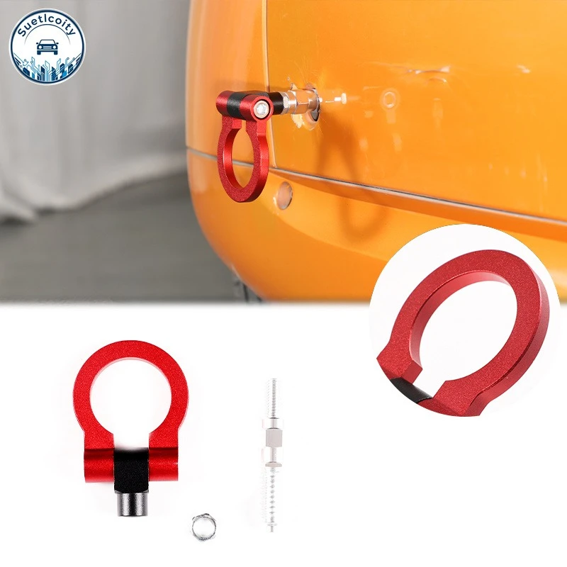 Exterior Car Accessories For Mercedes Benz Smart 2027-2021 Aluminum Alloy Car Rear Trailer Hook Tow Ring Bumper Tow Hook Trim