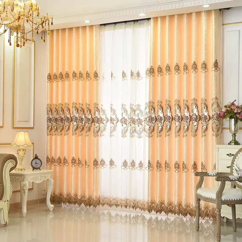 High End European Luxury Sunscreen Embroidered Curtains Gauze for Living Room Floor To Ceiling Bedroom Balcony Custom Size