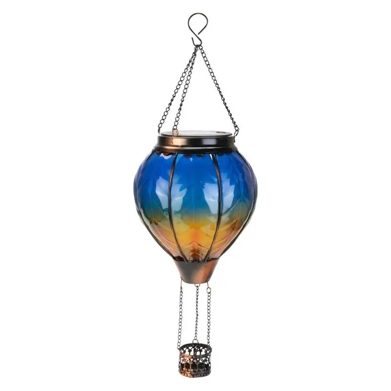 

Hot Air Balloon Solar Lantern e Glass Solar Lanterns Flickering Flame Solar Lights Blue Hot Air Balloon Lantern Hanging Lights