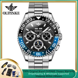 OUPINKE Diving Series Man Watch Stainless Steel Waterproof Moon Phase Perpetual Calendar Luxury Fully Automatic Mechanical Watch