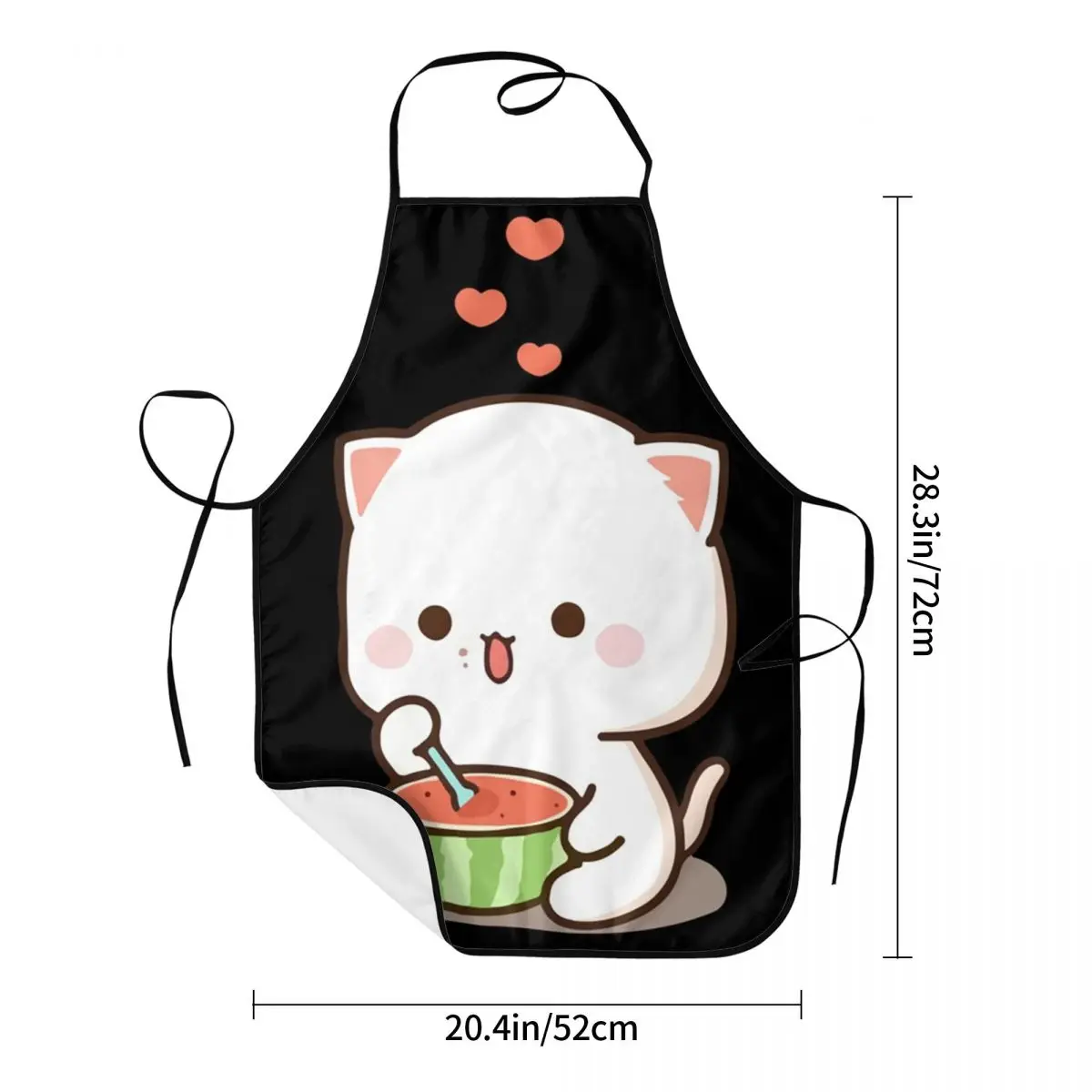 Mochi Peach Cat Long Apron Chef Baking Tablier Sleeveless Bib Kitchen Cleaning Pinafore for Women Men Painting
