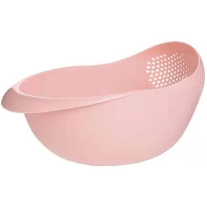 Rice Sieve Plastic Colander Kitchen Drain Basket with Handles Rice Bowl Strainer Strainer Basket Sink Drain Kitchen Tools (pink)