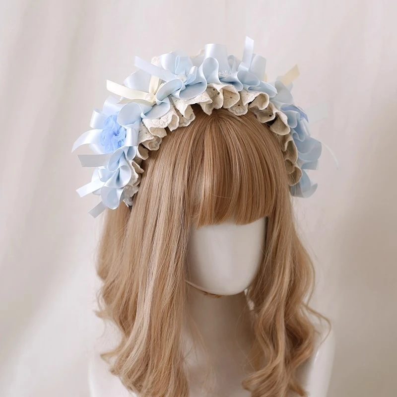 Originele blauwe Lolita vier seizoenen vlinderboog elegantie pop haarband hoed mouw KC ballettraktatie