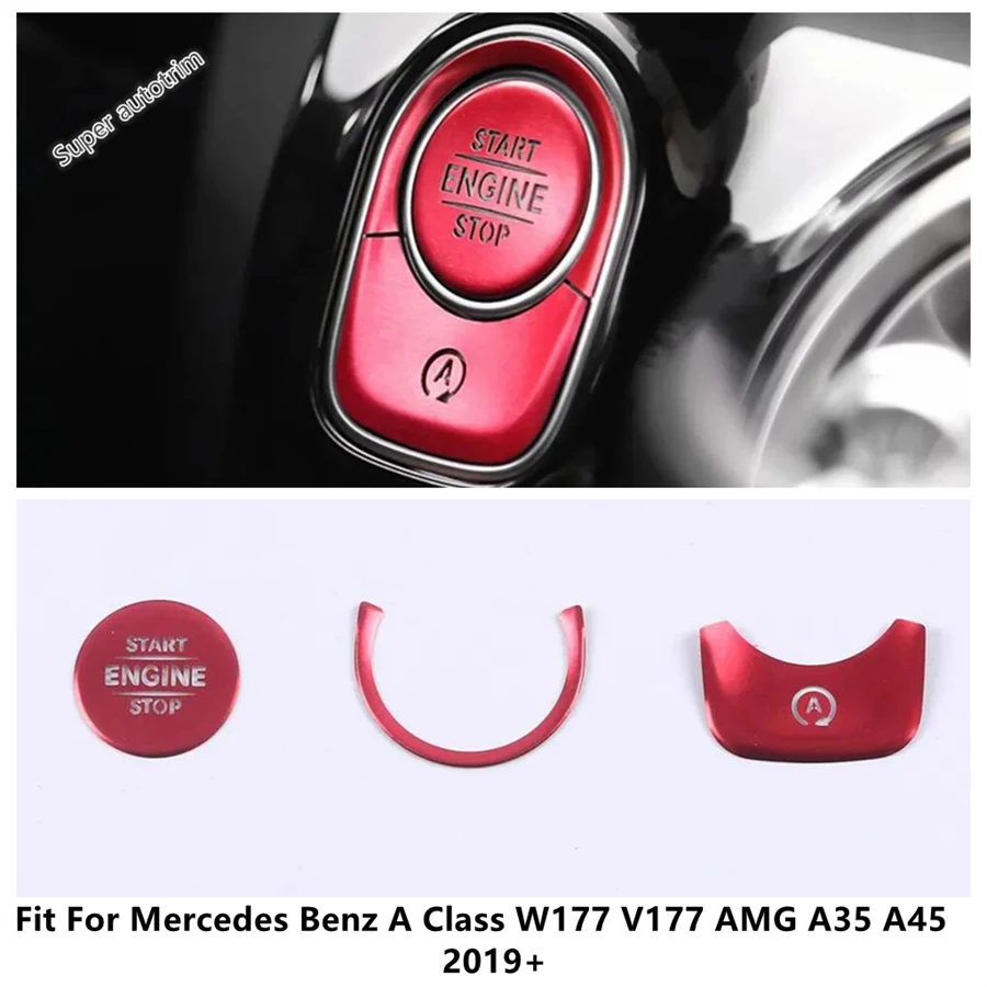 

Engine Start Stop Button Ring Decor Sequins Cover Trim Accessories Interior For Benz A Class W177 V177 AMG A35 A45 2019 - 2022